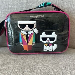 NWOT Karl Lagerfeld Maybelle Black and Pink Crossbody Bag